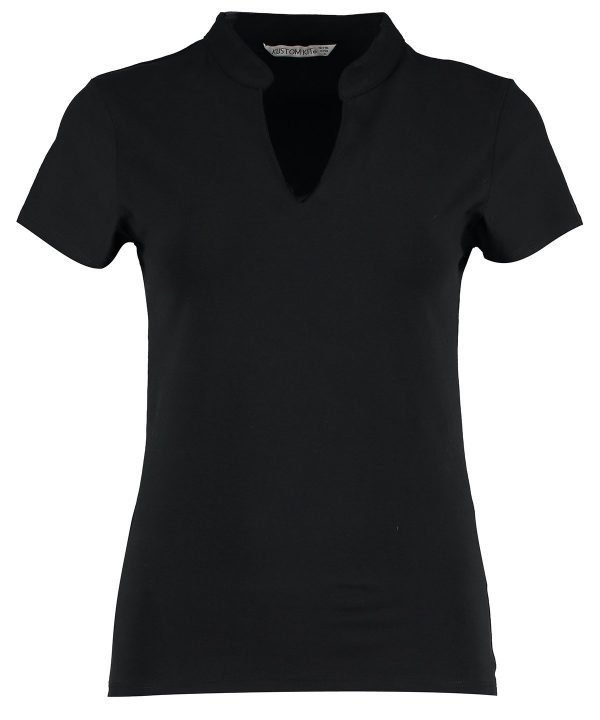 Women's corporate short-sleeved top v-neck mandarin collar